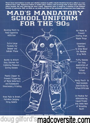 MAD #350 back cover — MAD's Mandatory School Uniform for the '90s